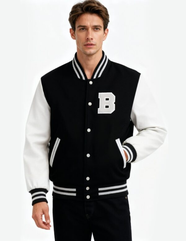 Custom Black and White Letterman Jacket